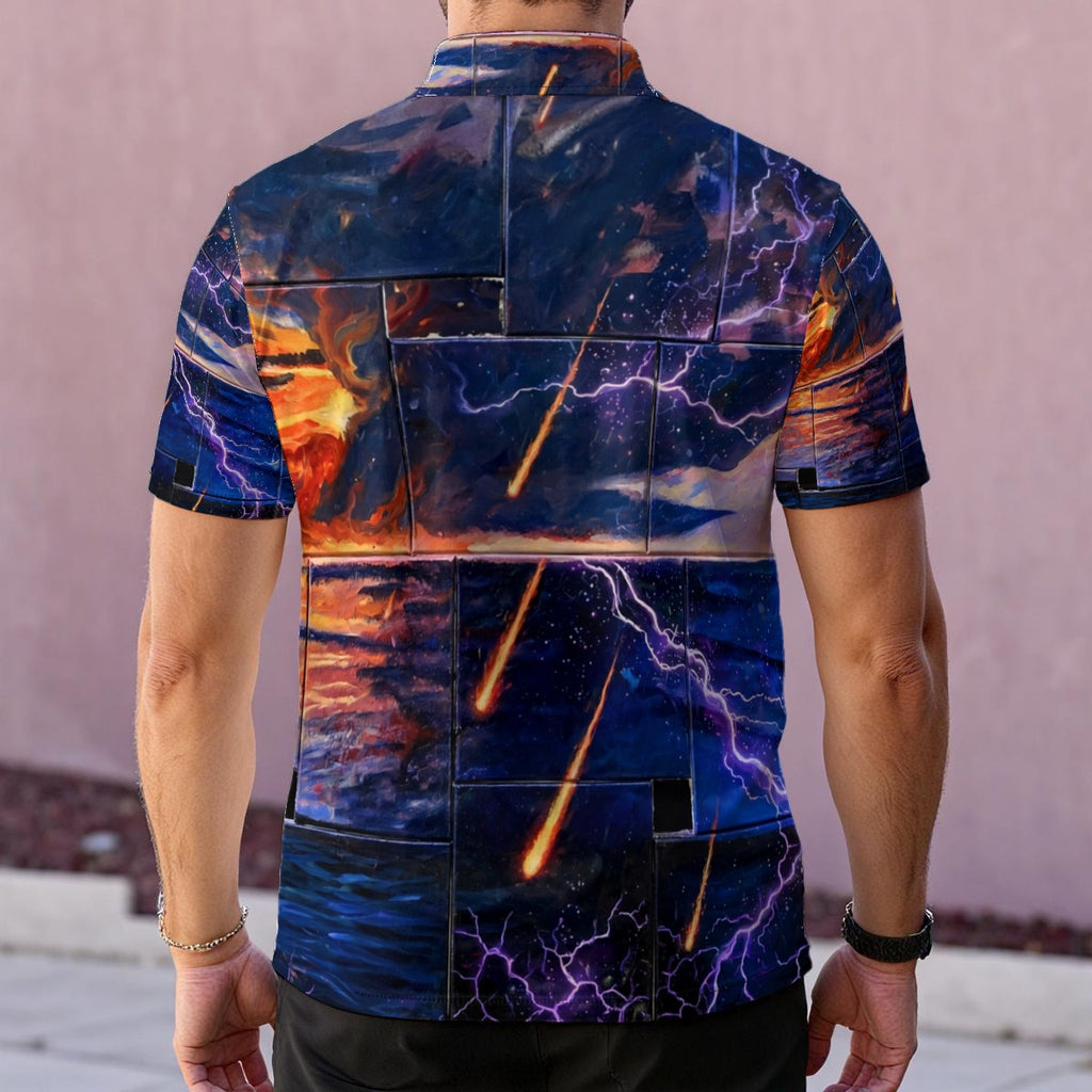 Meteor Ember Storm (AI-Assisted Remix) — Men's Polo Shirt