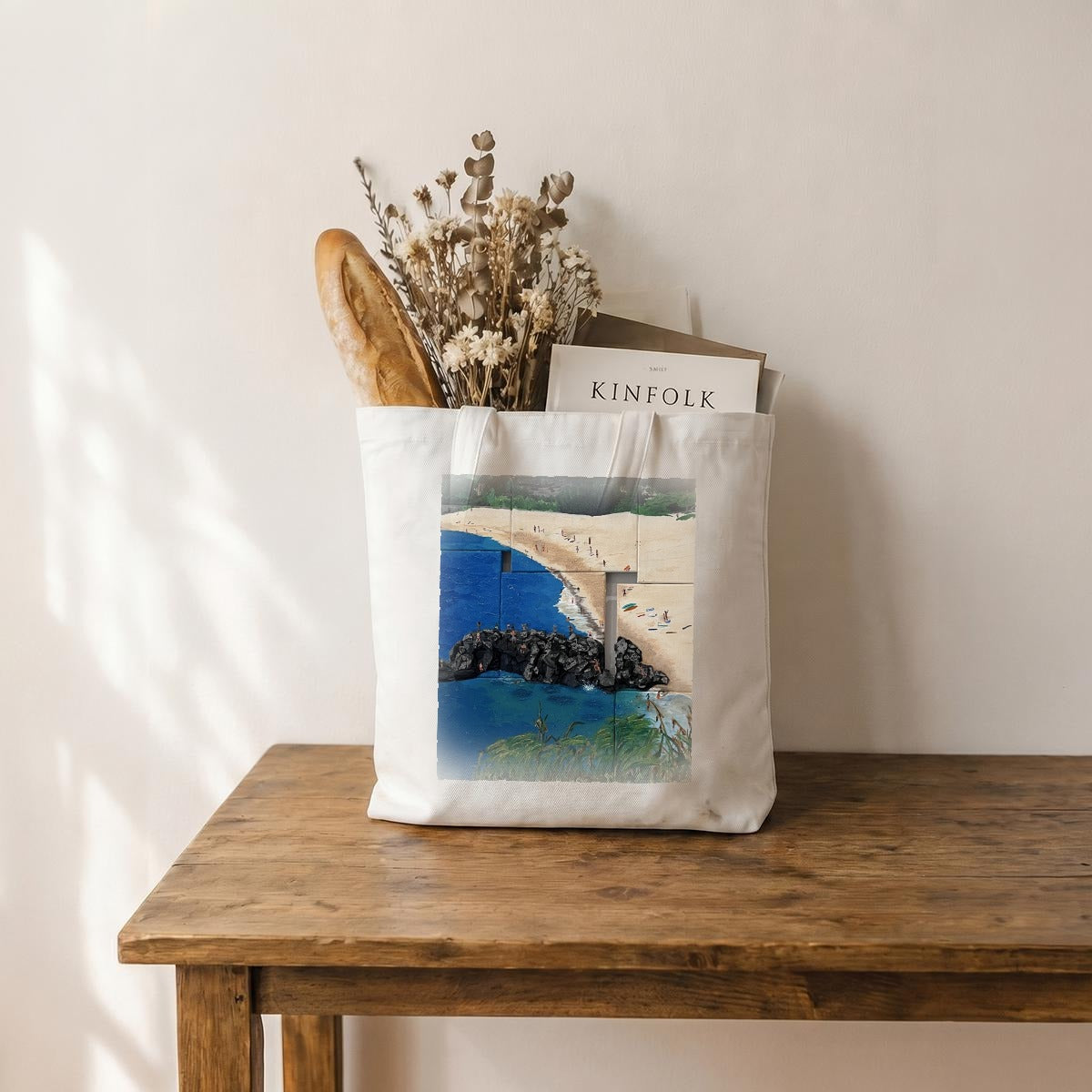 Rock Bay Driftwood — Feathered Fade Tote Bag