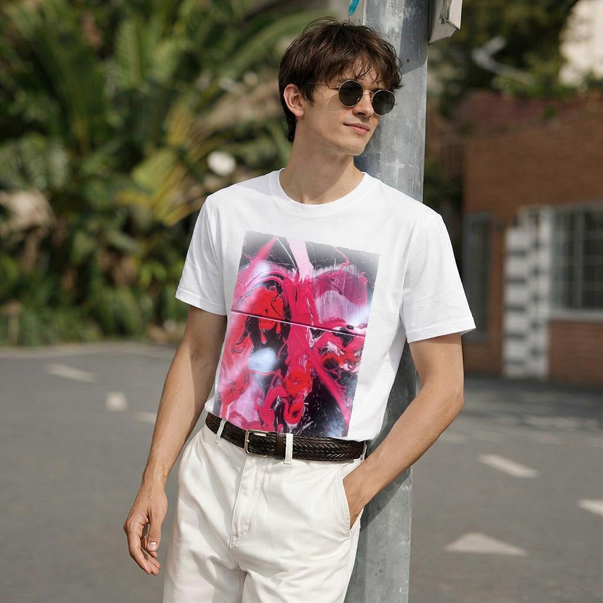 Red Pink Black — Feathered Fade Classic Tee