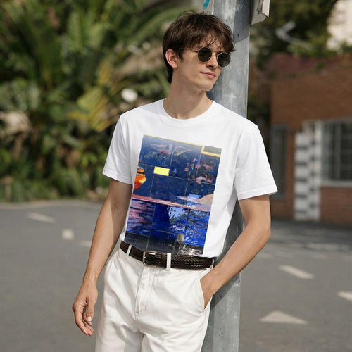 Blue Stepped Sunset — Feathered Fade Classic Tee