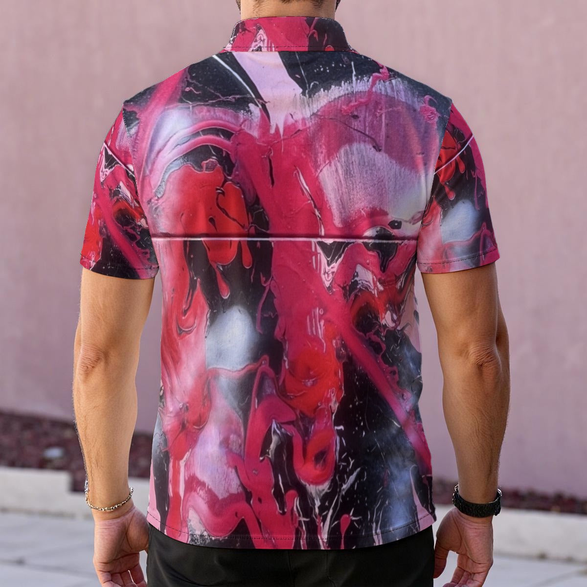 Red Pink Black — Men's Polo Shirt