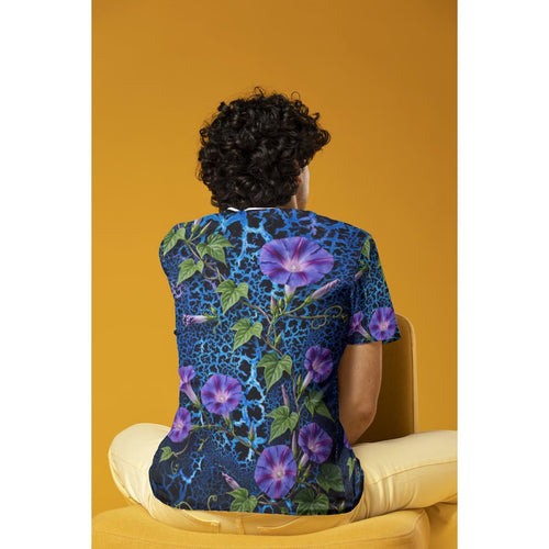 Cobalt Bloom (AI-Assisted Remix) — Bloom Remix All-Over Print Tee