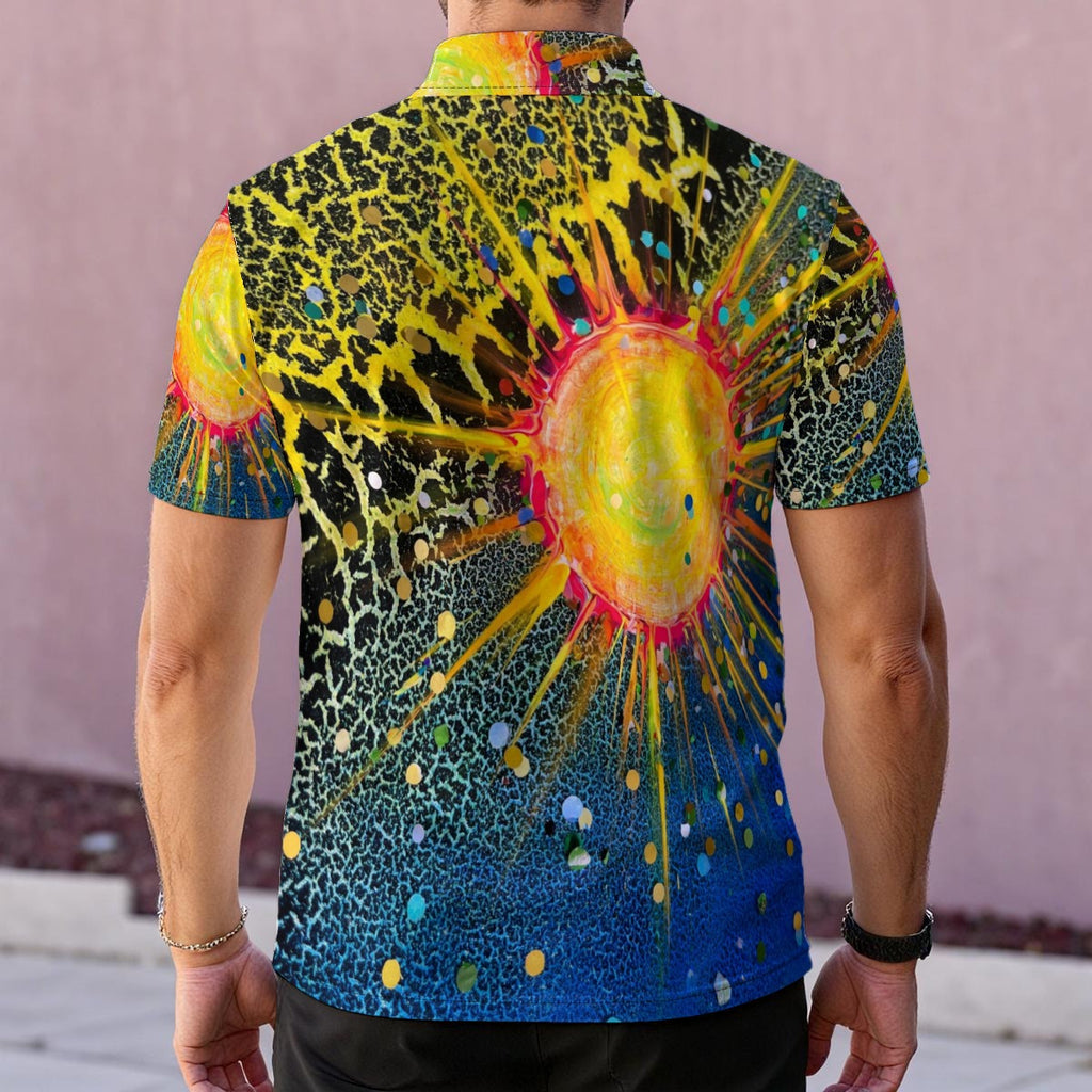 Solar Crackle (AI-Assisted Remix) — Men's Polo Shirt
