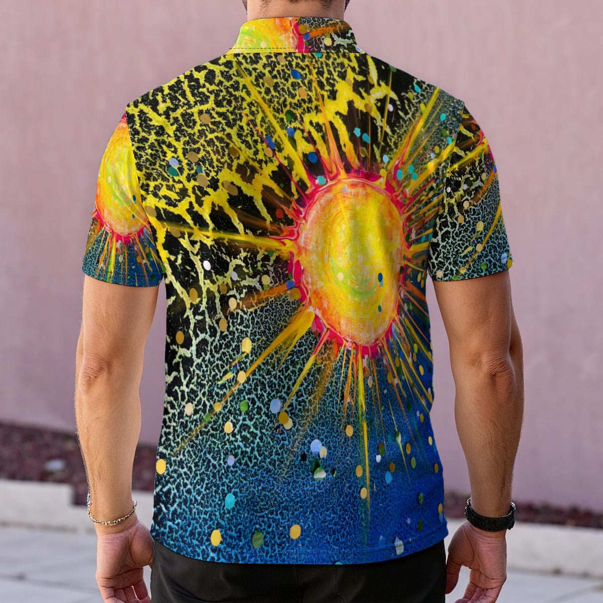 Solar Crackle (AI-Assisted Remix) — Men's Polo Shirt