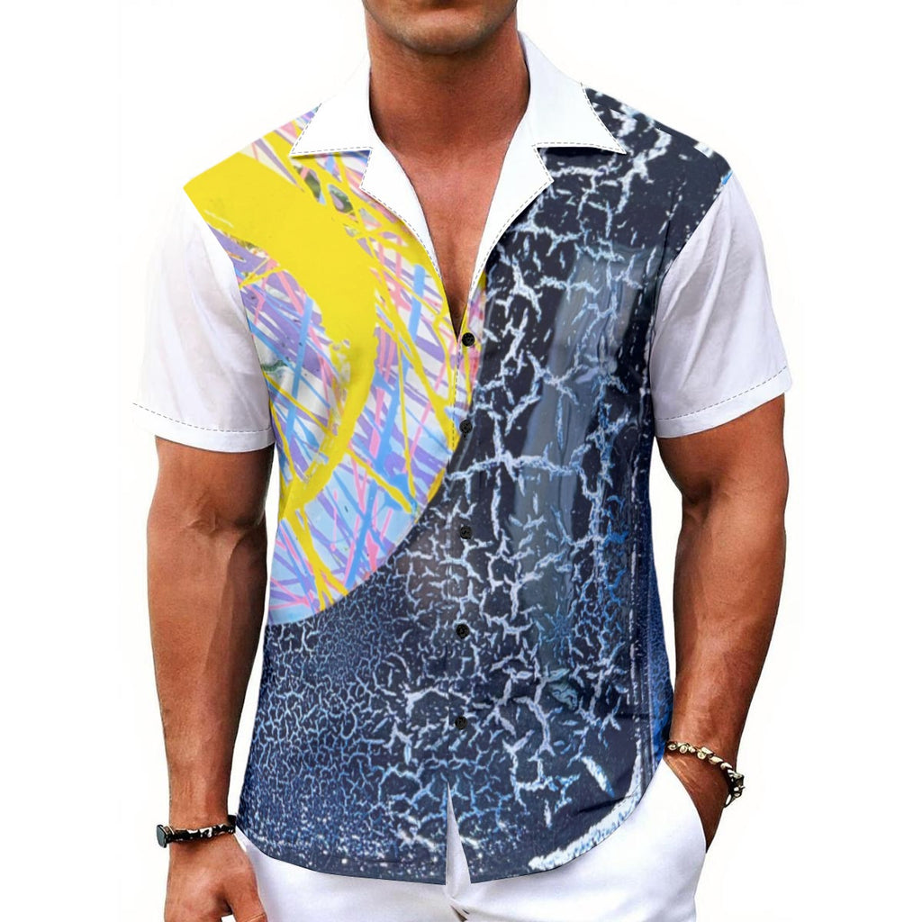 Yellow Scribble Circle Men's Hawaiian Shirt