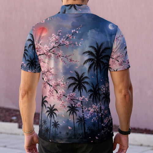 Blossom Palms (AI-Assisted Remix) — Men's Polo Shirt