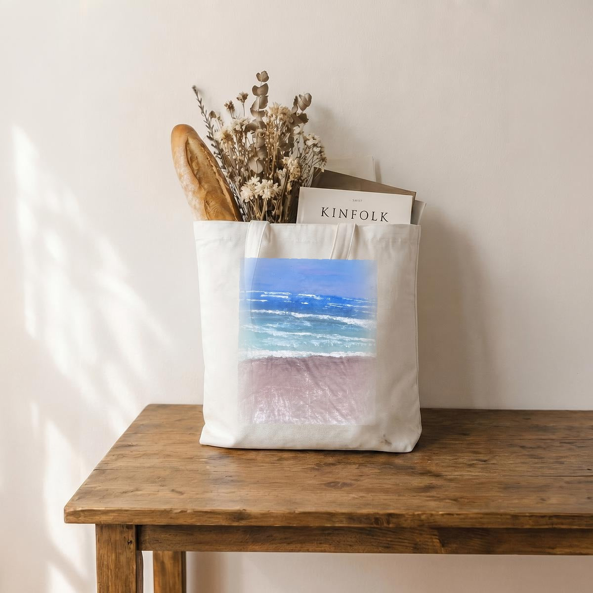 Pink Beach — Feathered Fade Tote Bag
