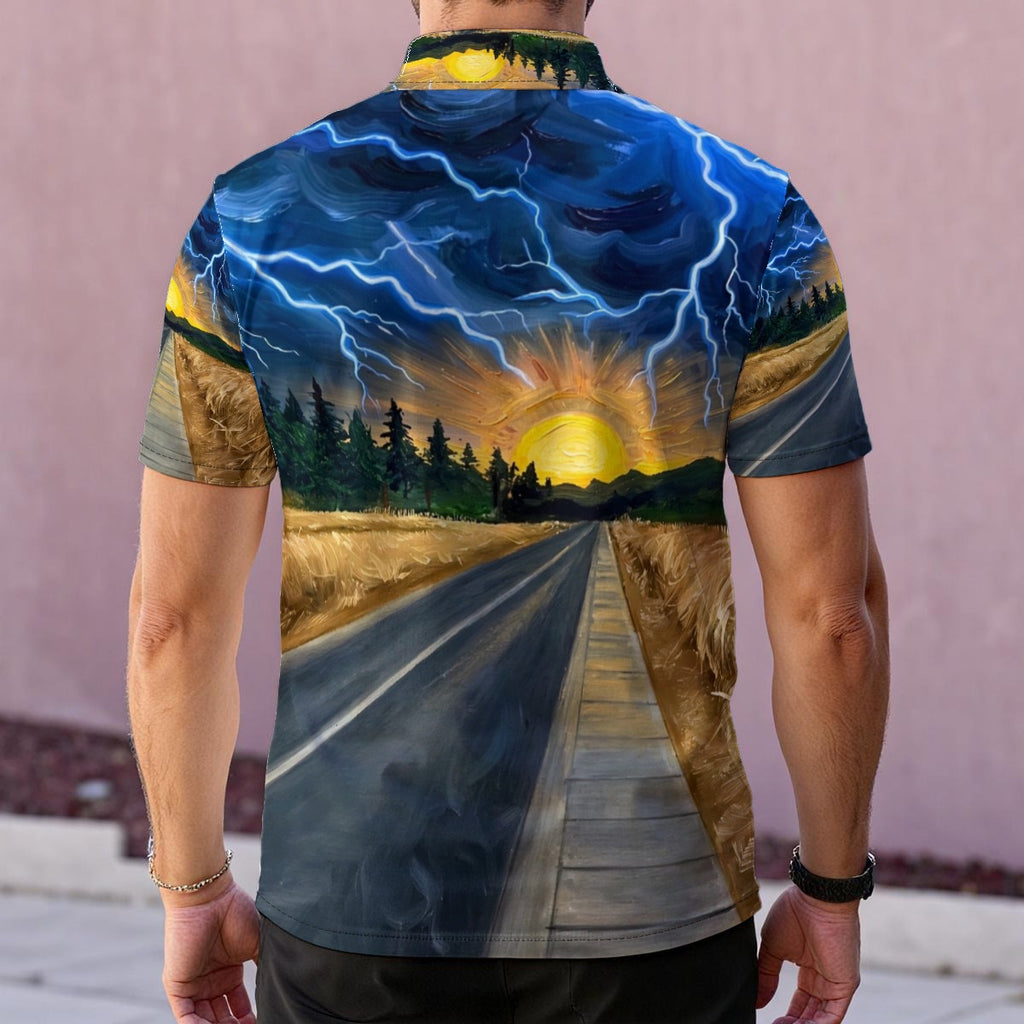 Lightning Road (AI-Assisted Remix) — Men's Polo Shirt