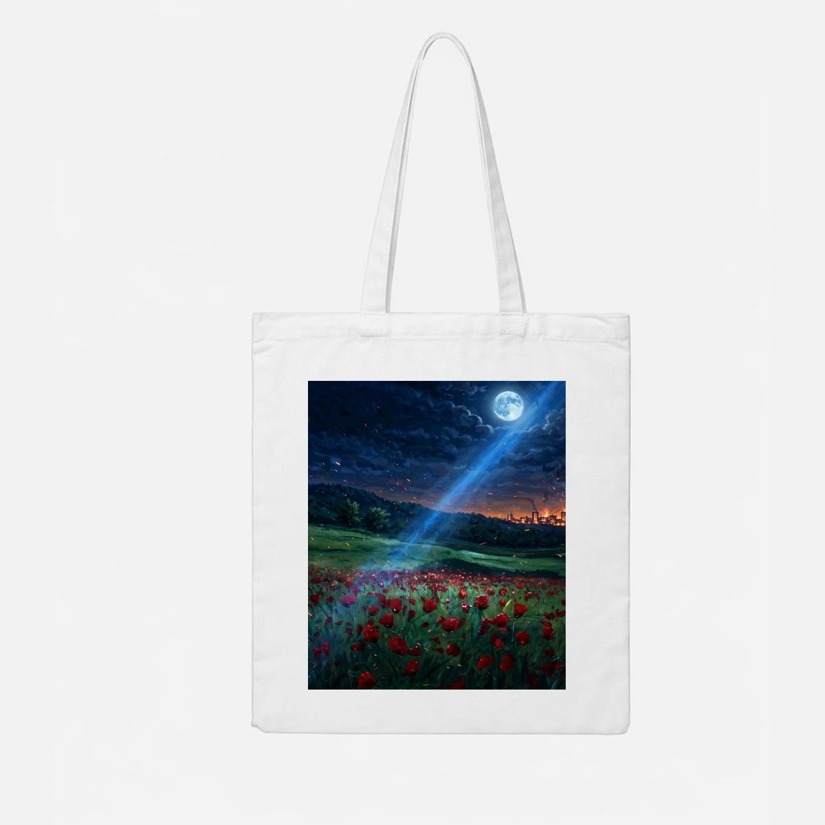 Poppy Moonrise (AI-Assisted Remix) — Moonrise Remix Canvas Tote Bag