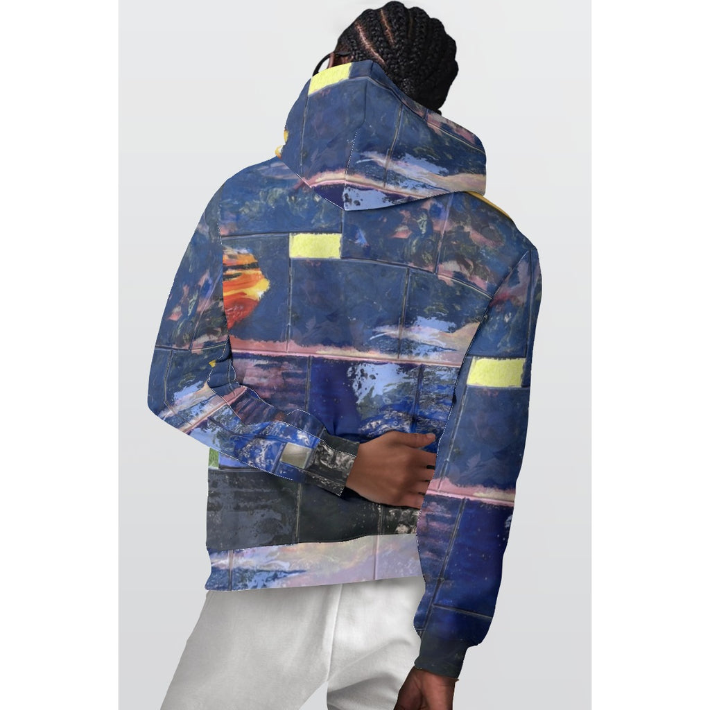 Blue Stepped Sunset — All-Over Print Hoodie