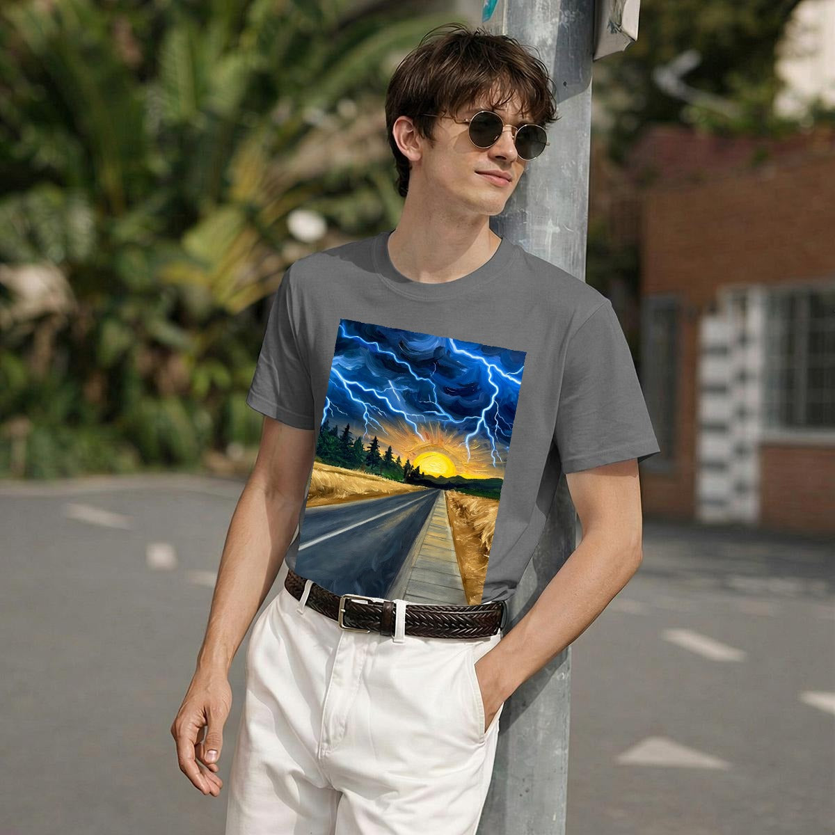 Lightning Road (AI-Assisted Remix) — Road Remix Men's Classic Tee