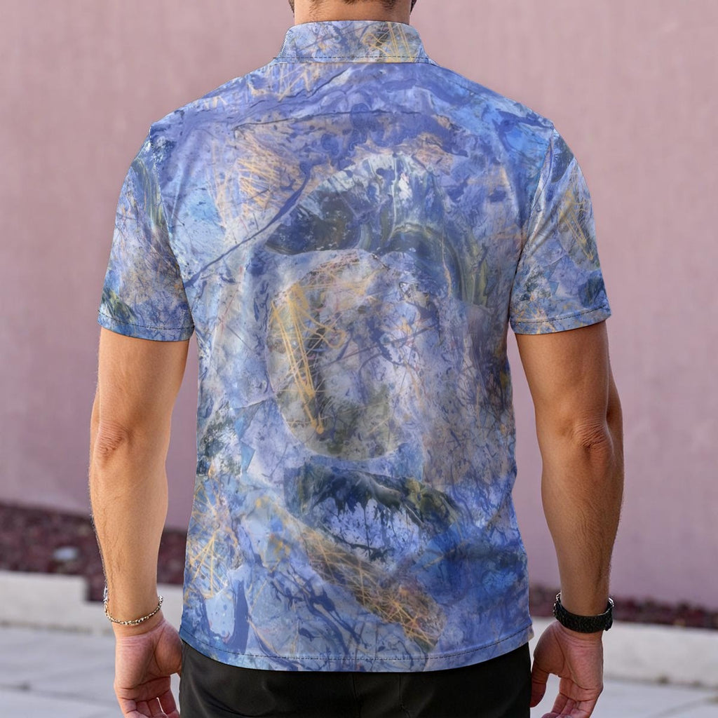 Blue Abstract Collage — Men's Polo Shirt
