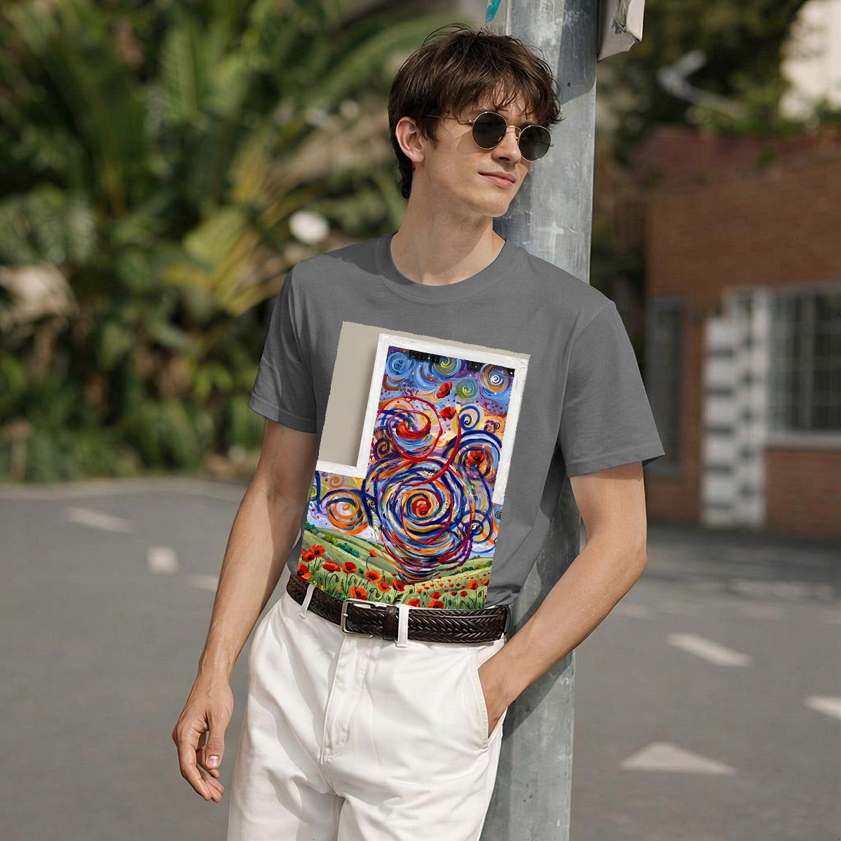 Poppy Swirl (AI-Assisted Remix) — Swirl Remix Men's Classic Tee