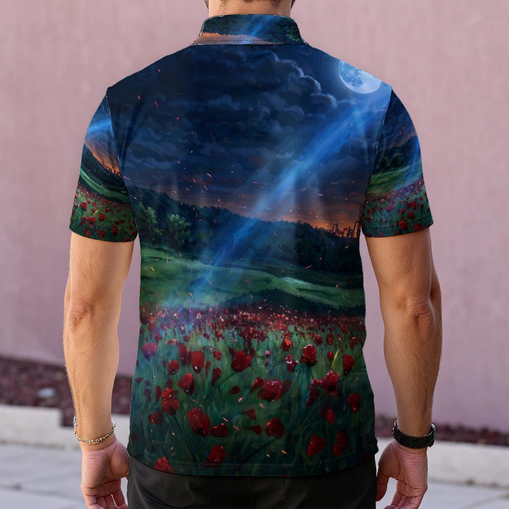 Poppy Moonrise (AI-Assisted Remix) — Men's Polo Shirt