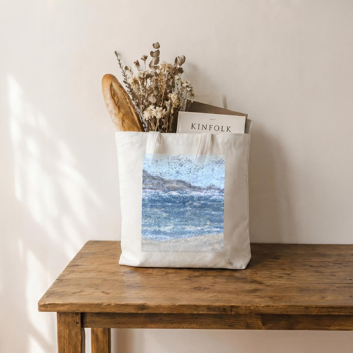 Misty Seascape — Feathered Fade Tote Bag