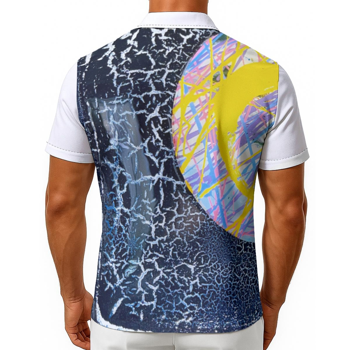 Yellow Scribble Circle Men's Hawaiian Shirt