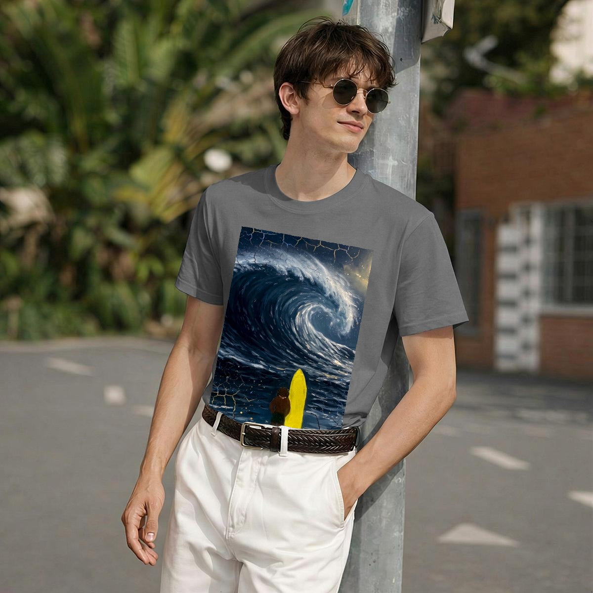 Surfer's Moon (AI-Assisted Remix) — Moon Remix Men's Classic Tee
