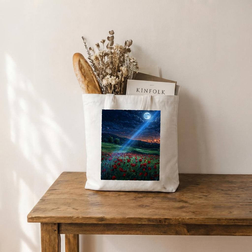 Poppy Moonrise (AI-Assisted Remix) — Moonrise Remix Canvas Tote Bag