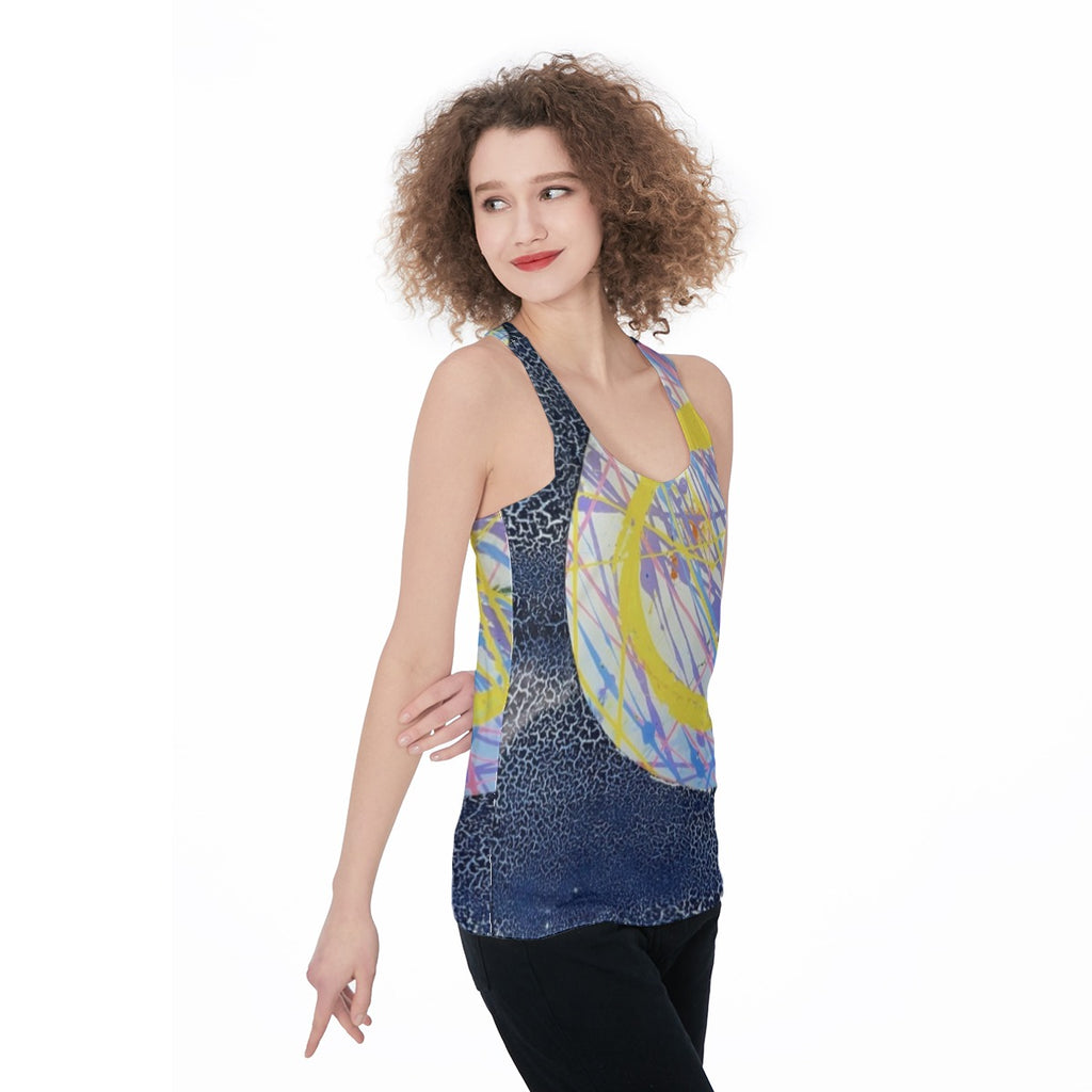 Yellow Scribble Circle — All-Over Print Tank