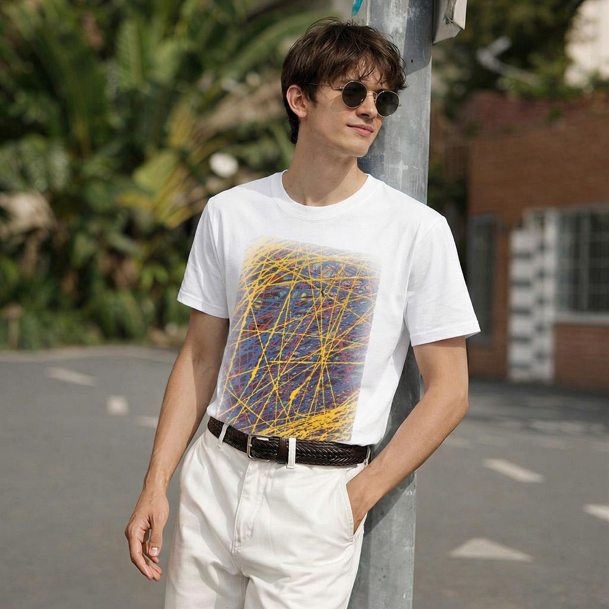 Yellow Drip Scribble — Feathered Fade Classic Tee