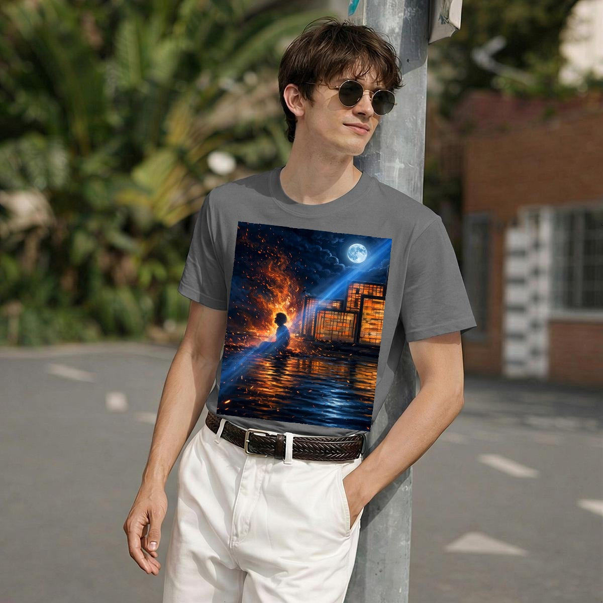 Ember City Moonrise (AI-Assisted Remix) — Cityscape Remix Men's Classic Tee