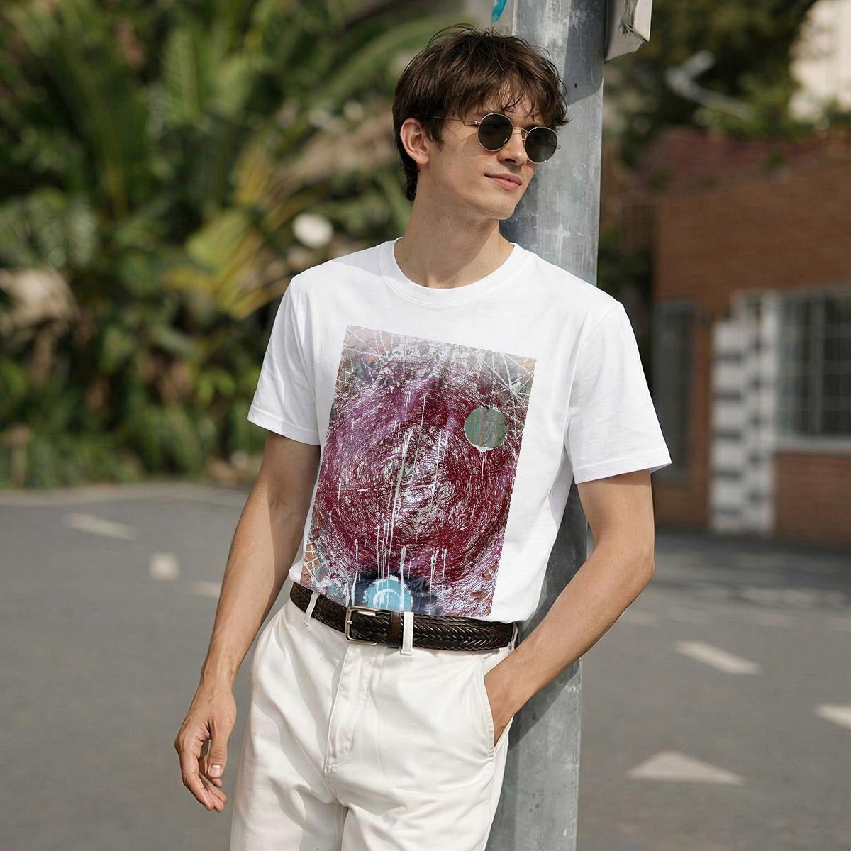 Red Drip Vortex — Feathered Fade Classic Tee