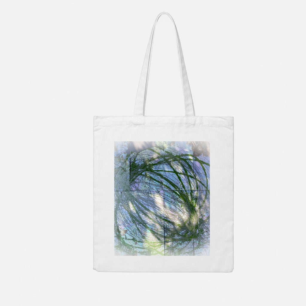 Green Gray Swirl — Feathered Fade Tote Bag
