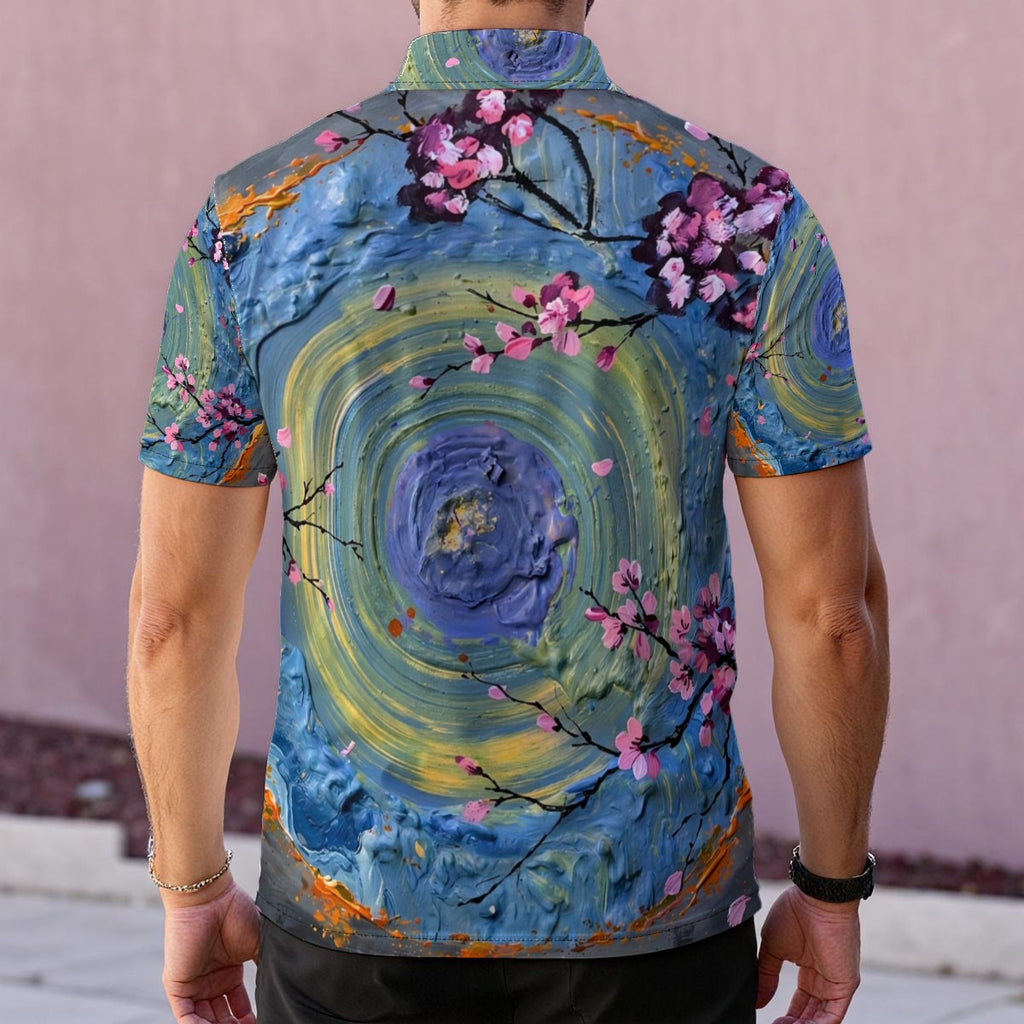 Tidal Blossom (AI-Assisted Remix) — Men's Polo Shirt