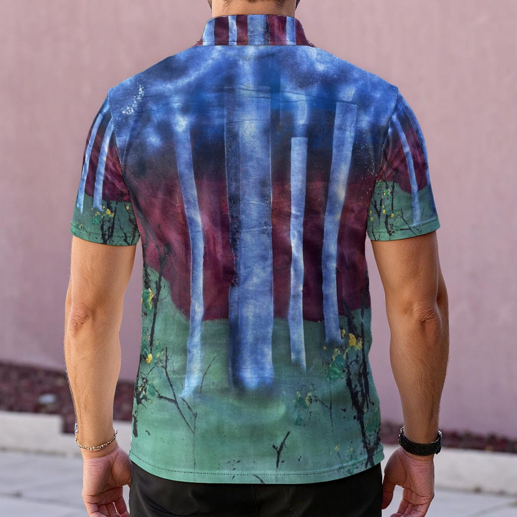 Night Birches — Men's Polo Shirt