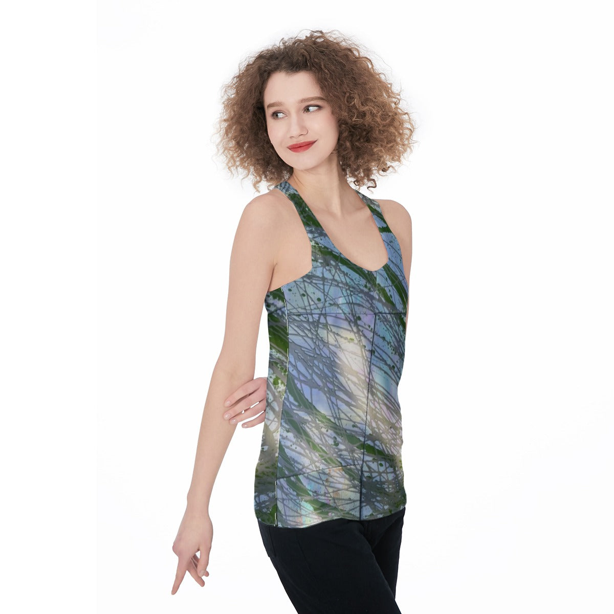 Green Gray Swirl — All-Over Print Tank