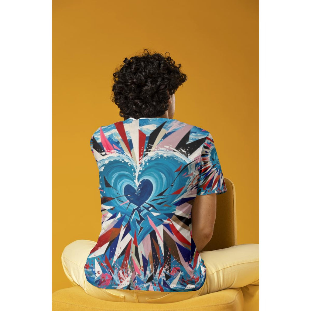 Heart Burst (AI-Assisted Remix) — Burst Remix All-Over Print Tee