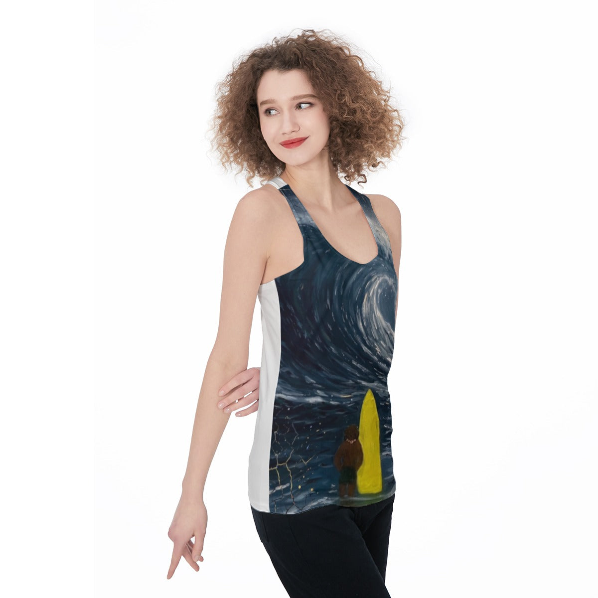 Surfer's Moon (AI-Assisted Remix) — Moon Remix Women's Racerback Tank