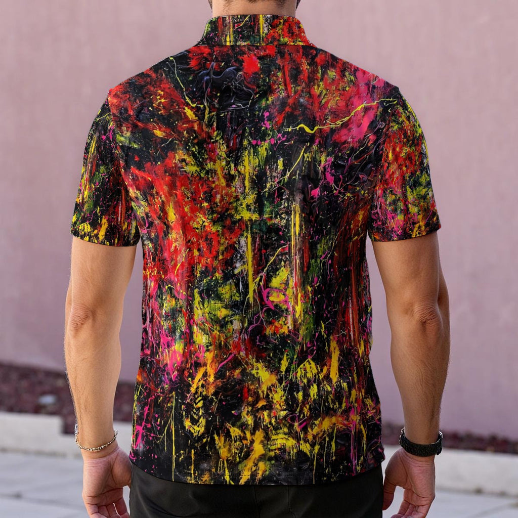 Scarlet Static (AI-Assisted Remix) — Men's Polo Shirt