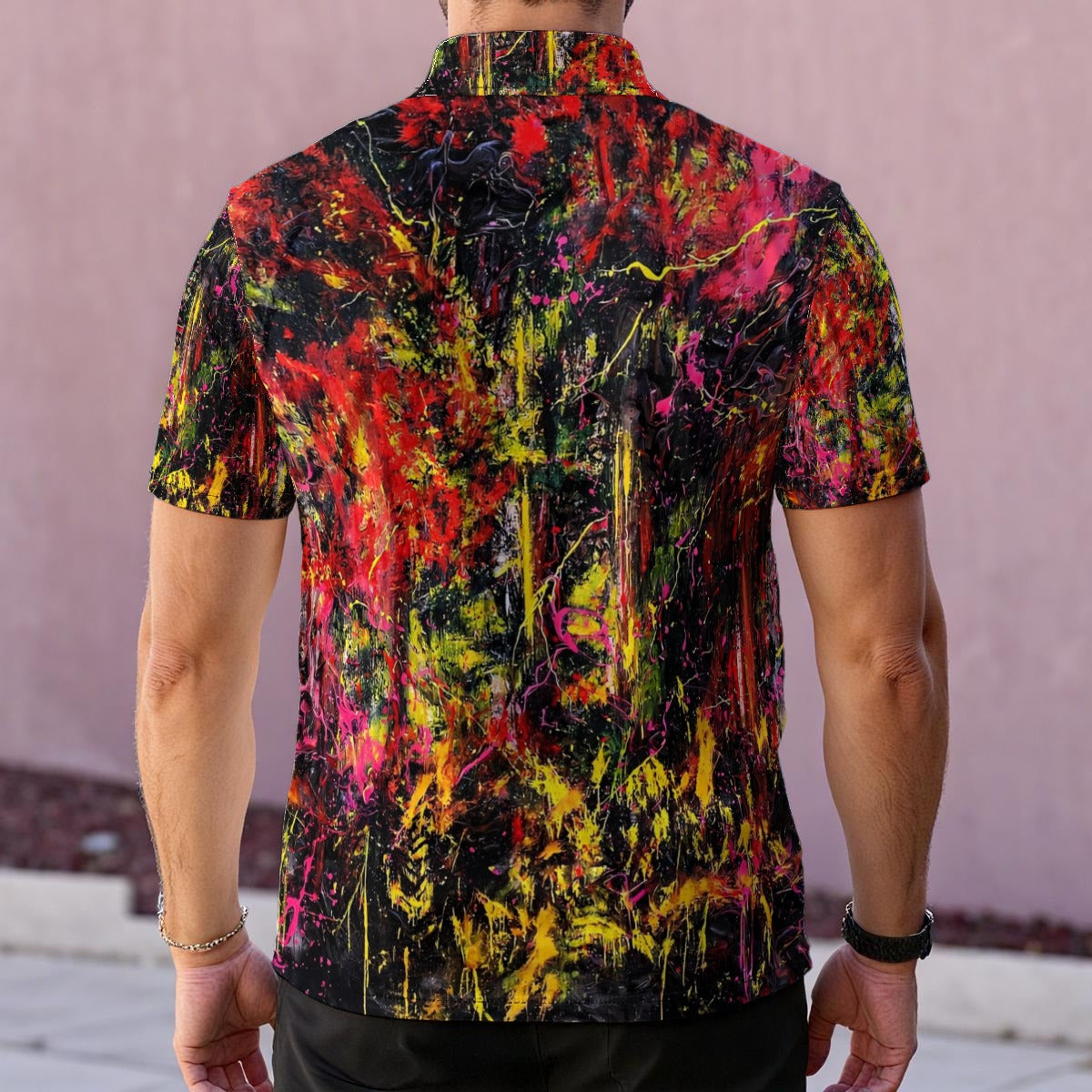 Scarlet Static (AI-Assisted Remix) — Men's Polo Shirt