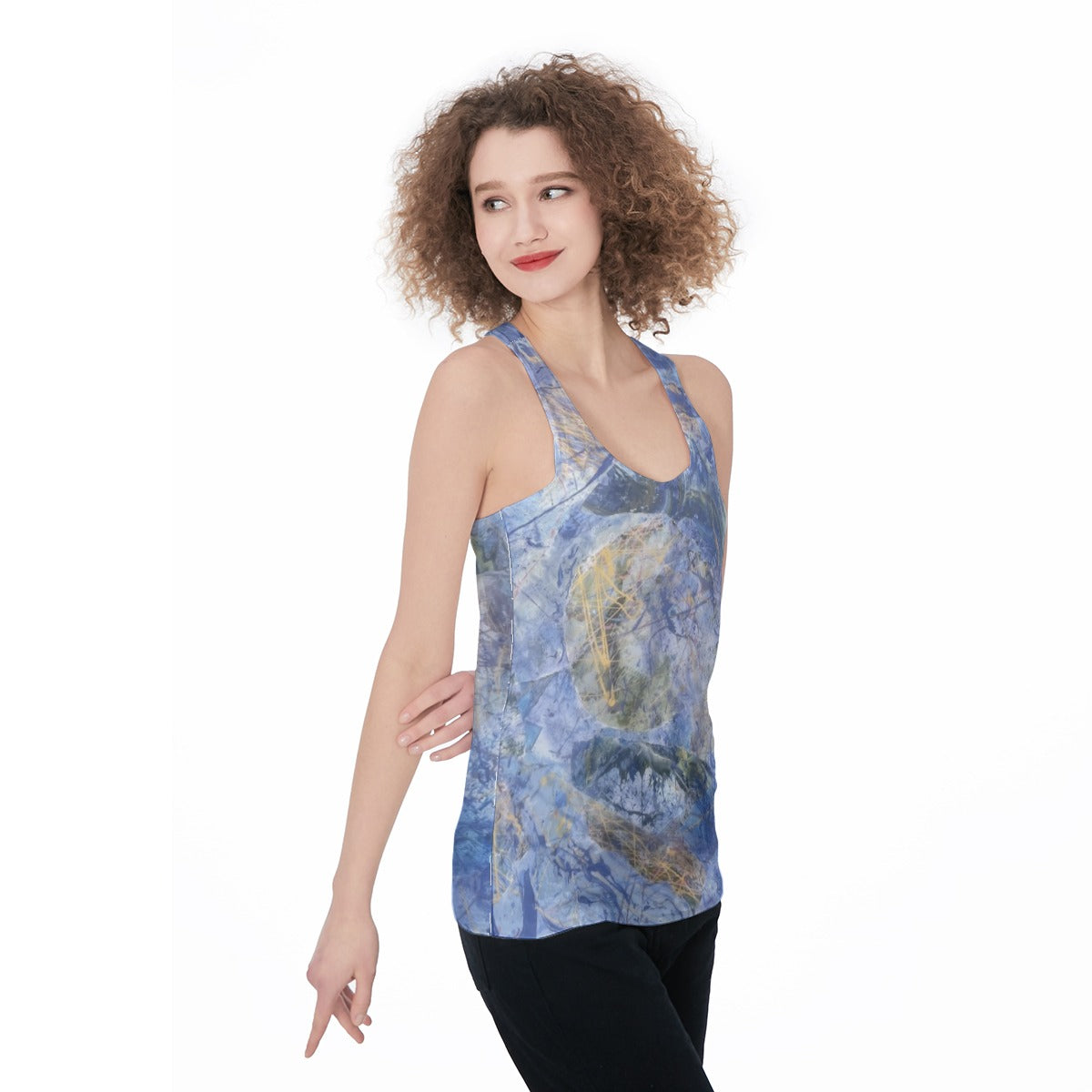 Blue Abstract Collage — All-Over Print Tank