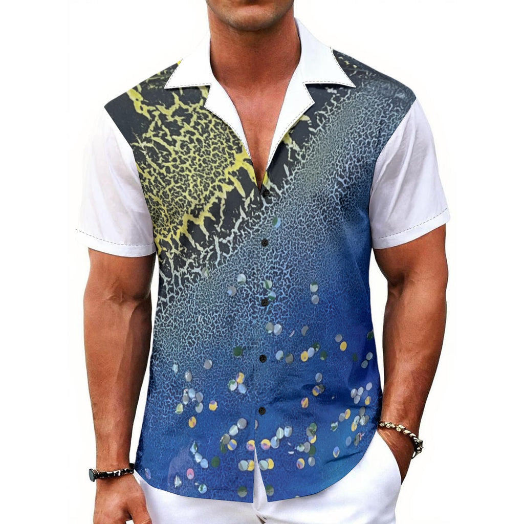 Crackle Starry Night Men's Hawaiian Shirt