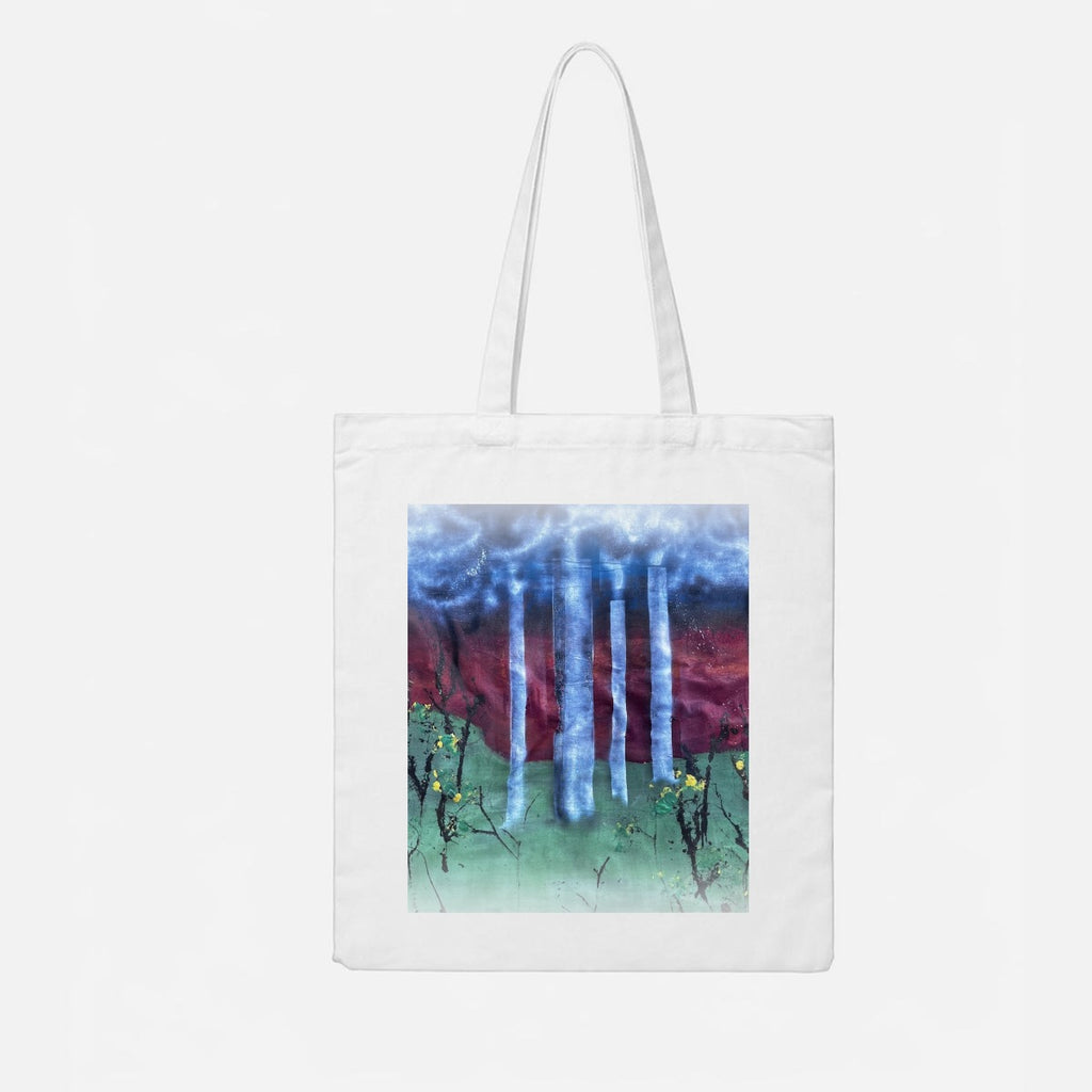 Night Birches — Feathered Fade Tote Bag
