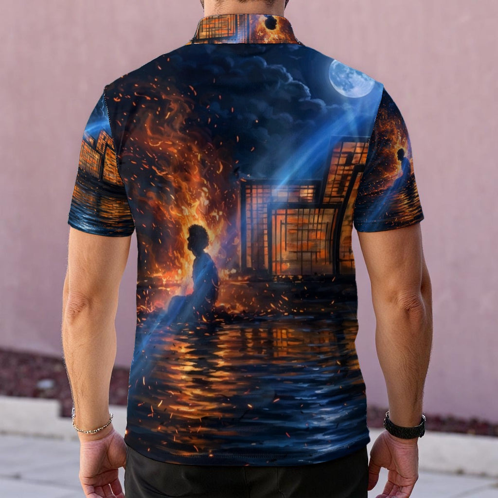 Ember City Moonrise (AI-Assisted Remix) — Men's Polo Shirt