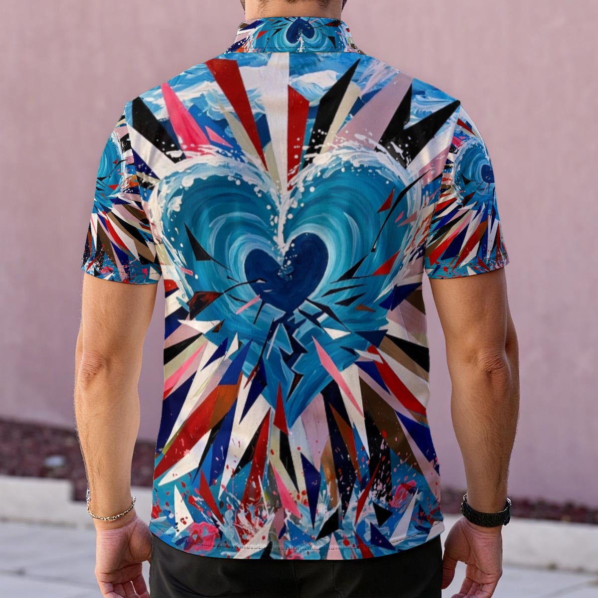 Heart Burst (AI-Assisted Remix) — Men's Polo Shirt