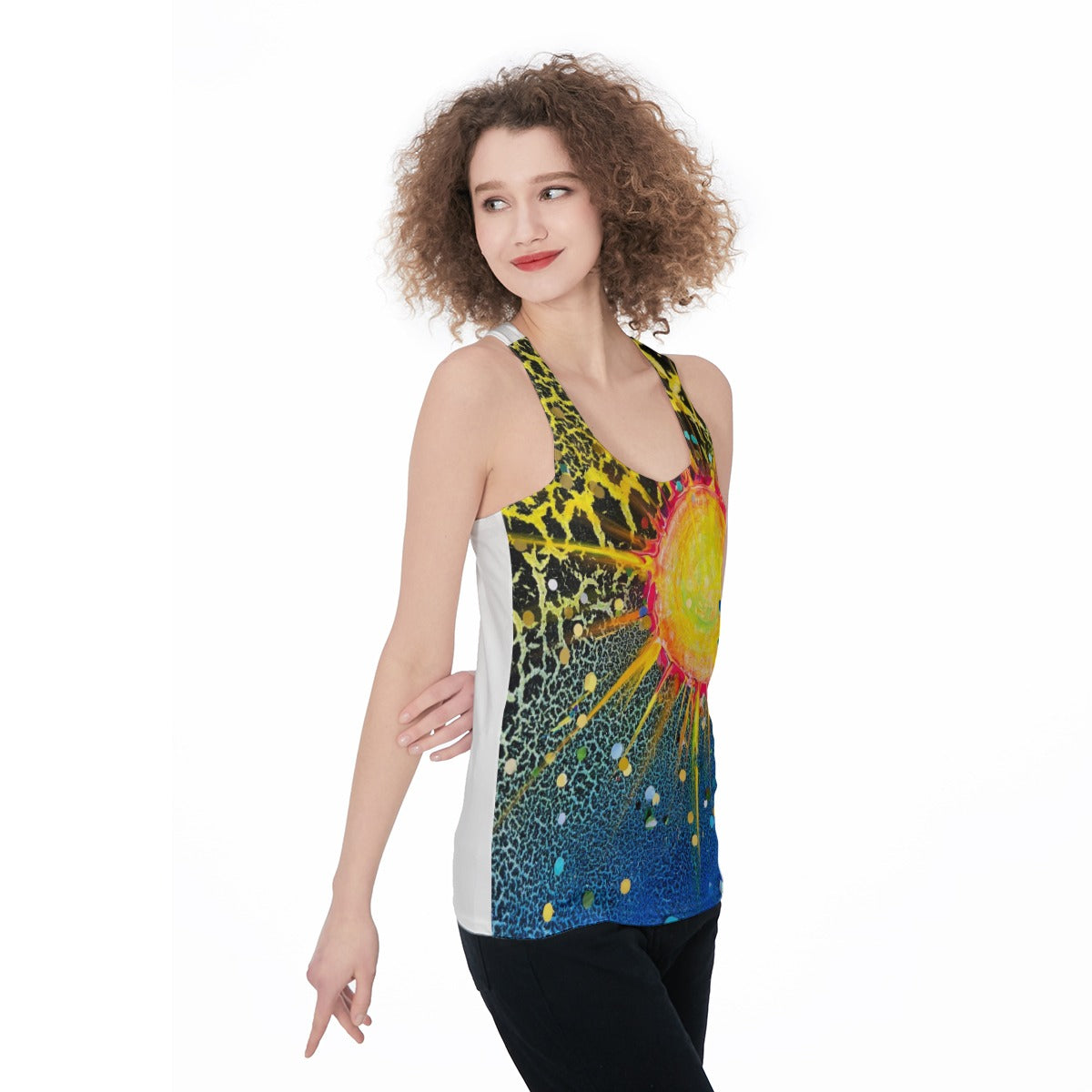 Solar Crackle (AI-Assisted Remix) — Sun Remix Women's Racerback Tank