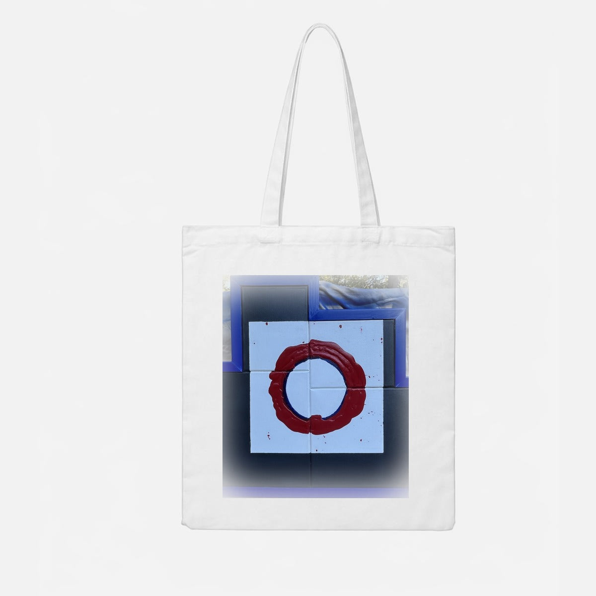 Red Circle Cross — Feathered Fade Tote Bag