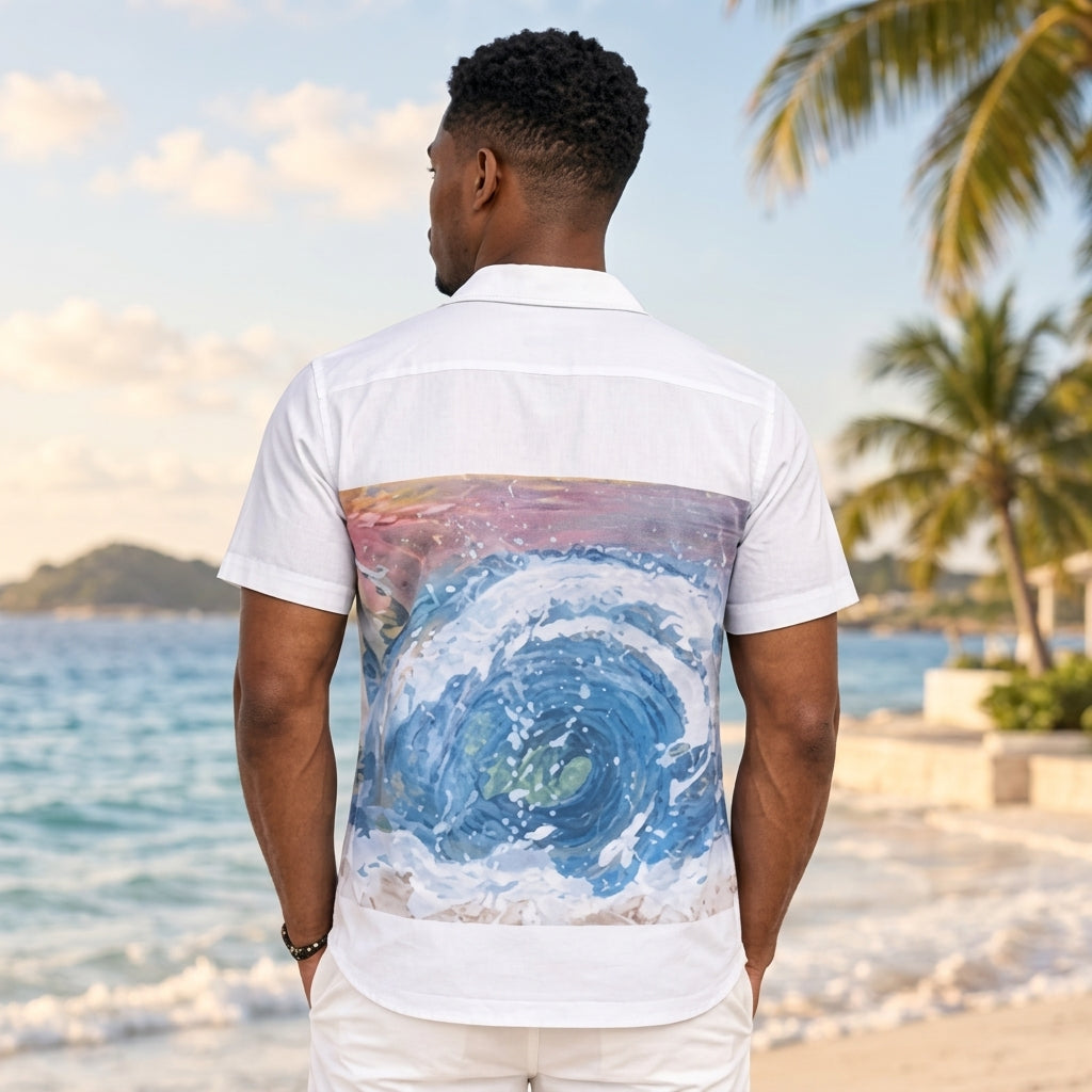 Wave Barrel Men's White Hawaiian Shirt