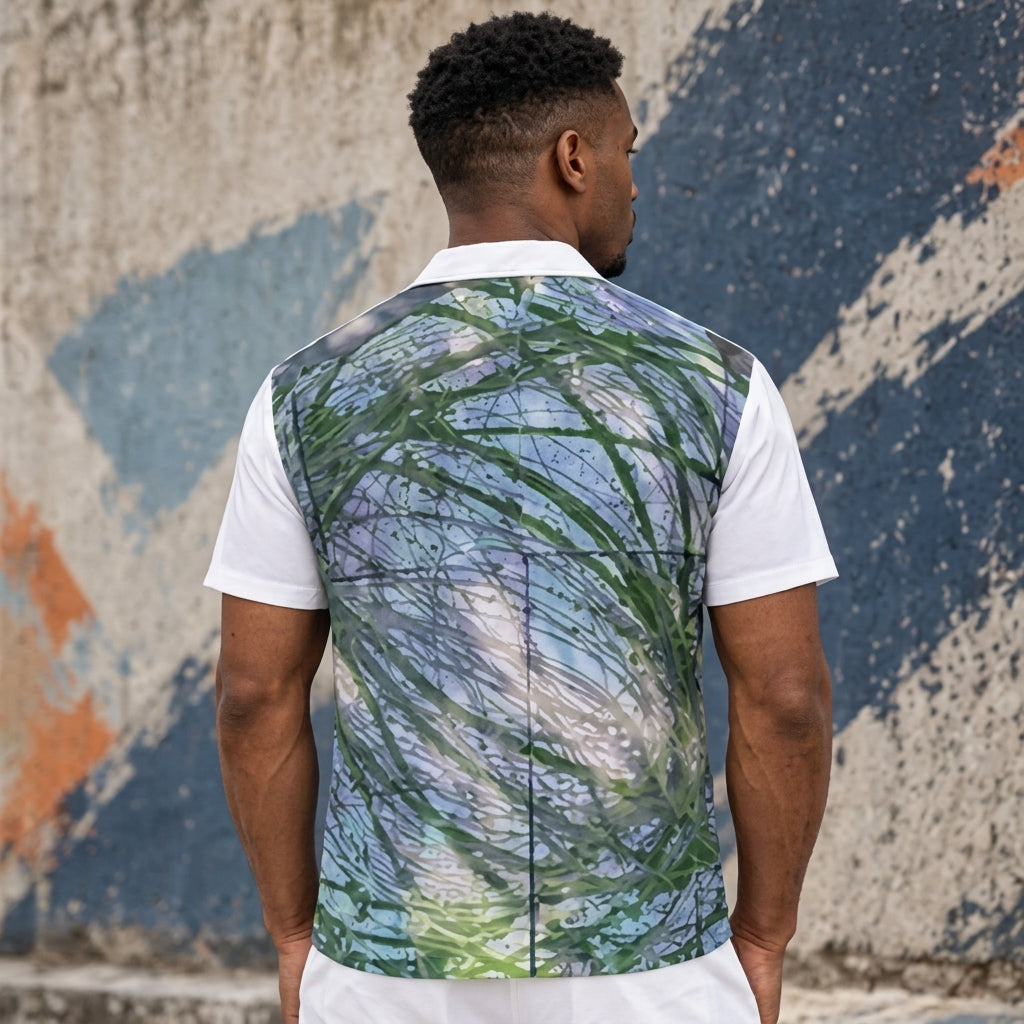 Green Gray Swirl Men's Hawaiian Shirt
