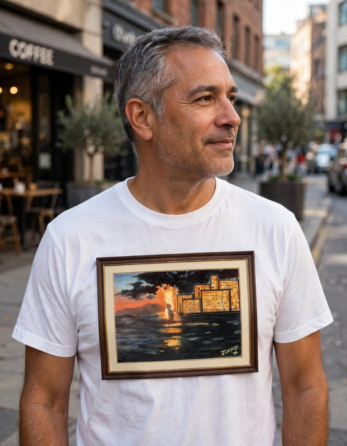Cityscape Sunset — Gallery Framed Classic Tee