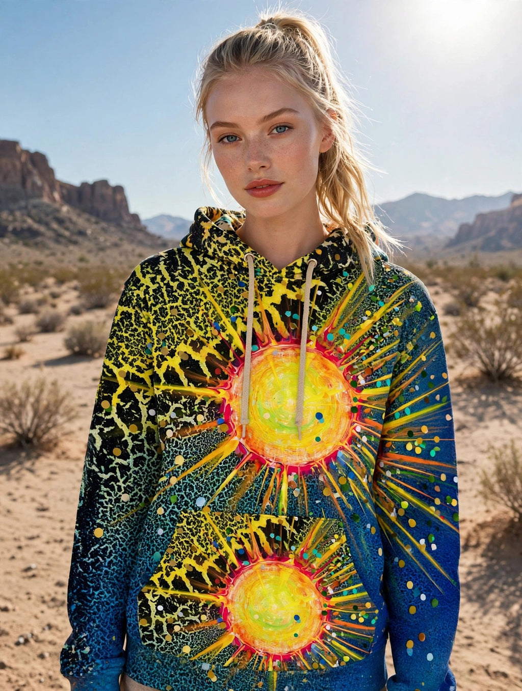 Solar Crackle (AI-Assisted Remix) — Sun Remix Pullover Hoodie