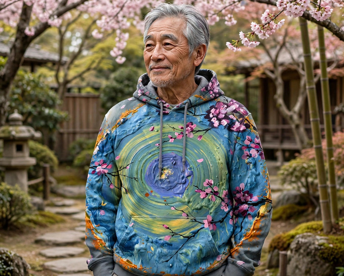 Tidal Blossom (AI-Assisted Remix) — Ocean Remix Pullover Hoodie