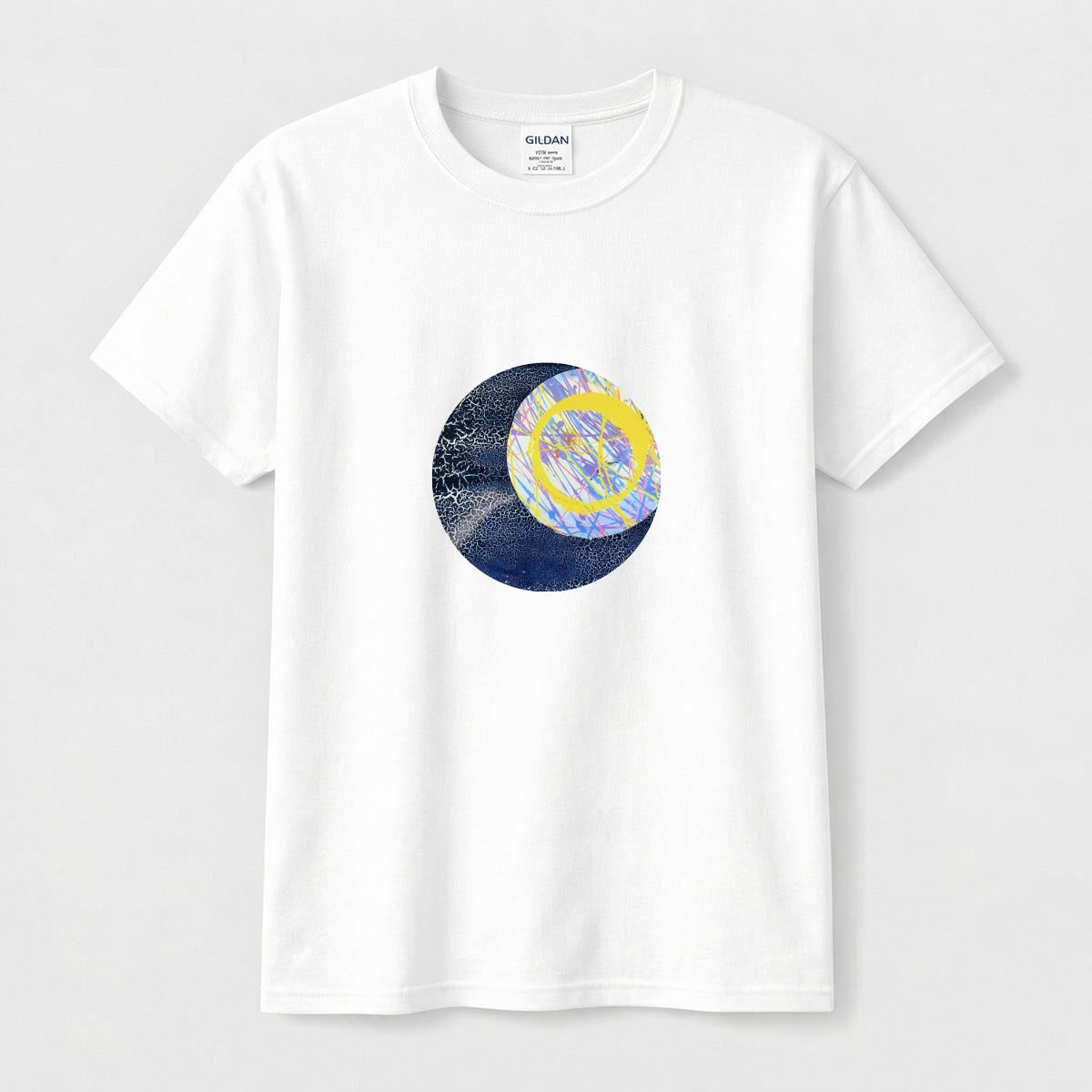 Yellow Scribble Circle circle logo tee flat front